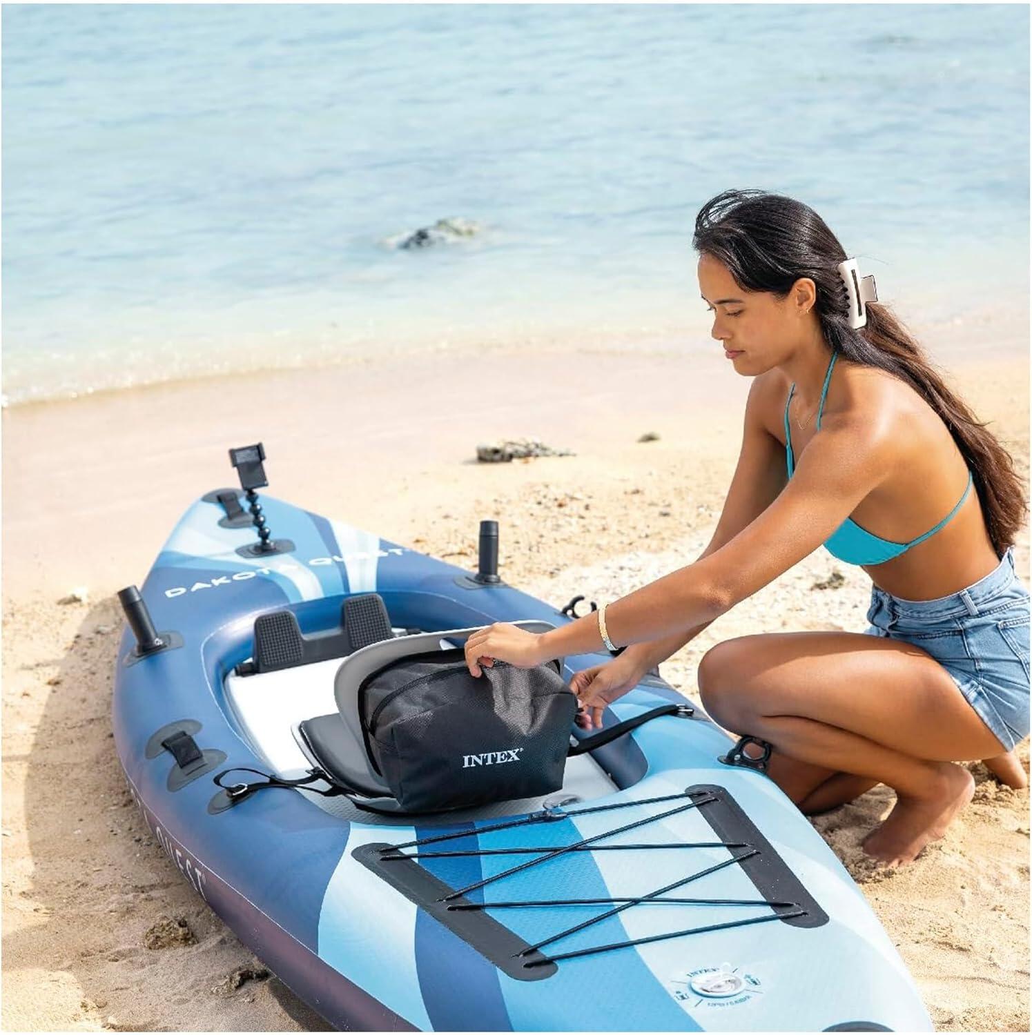 Kayak hinchable individual Dakota Quest con remo, hinchador y mochila INTEX 4/7