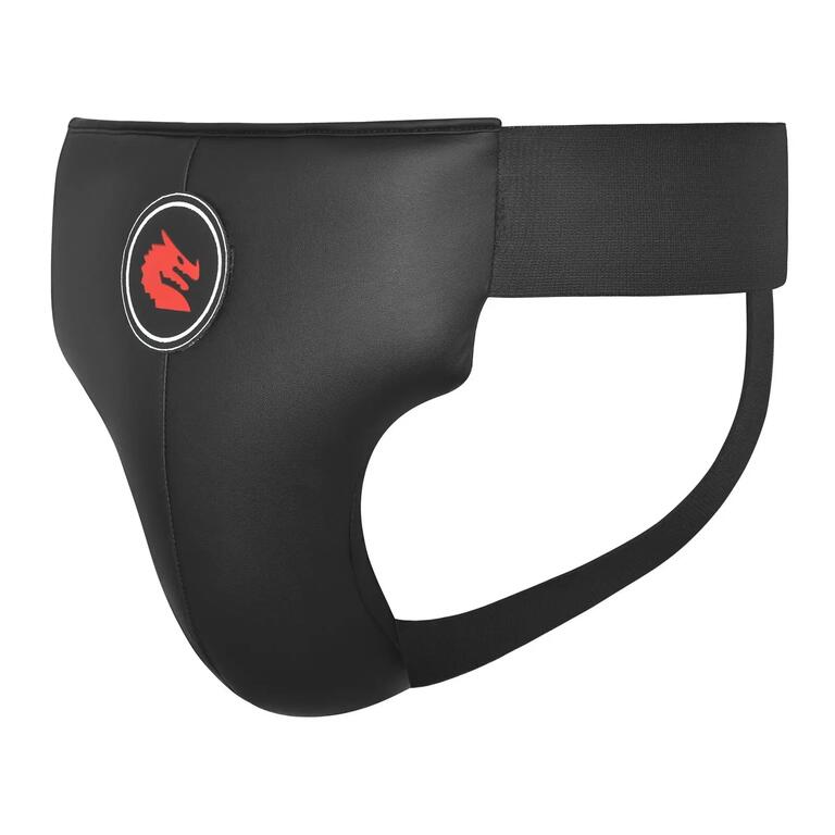 Black Morgan G15 boxing groin guard with elastic waist and support straps