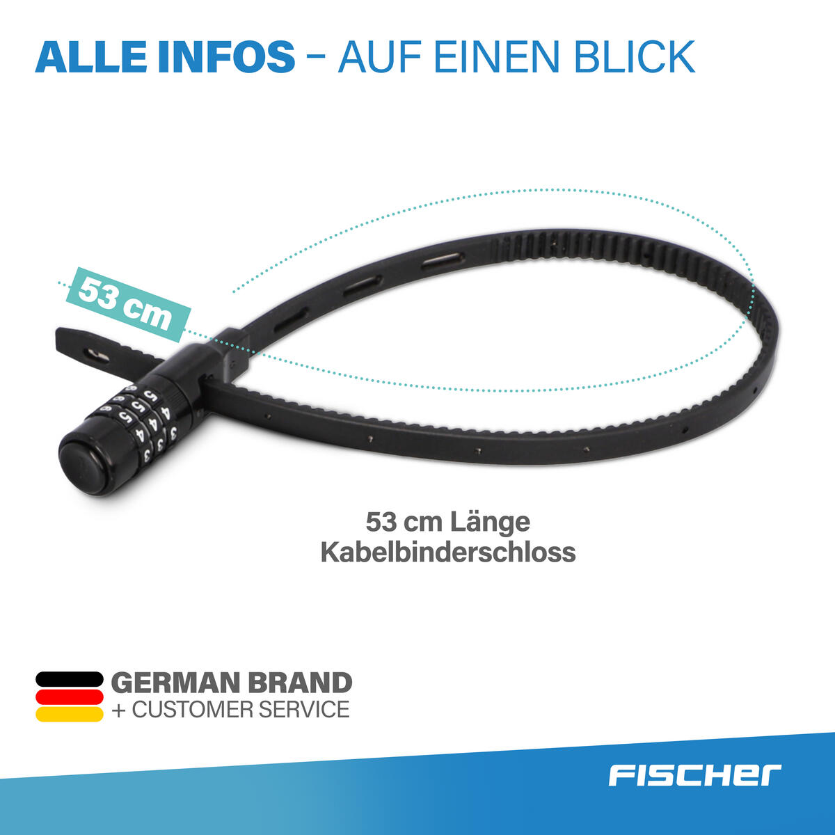 FISCHER Kabelbinderschloss SN53/4 - Länge 53 cm, ø4 mm, Sicherheitsstufe 2 6/7
