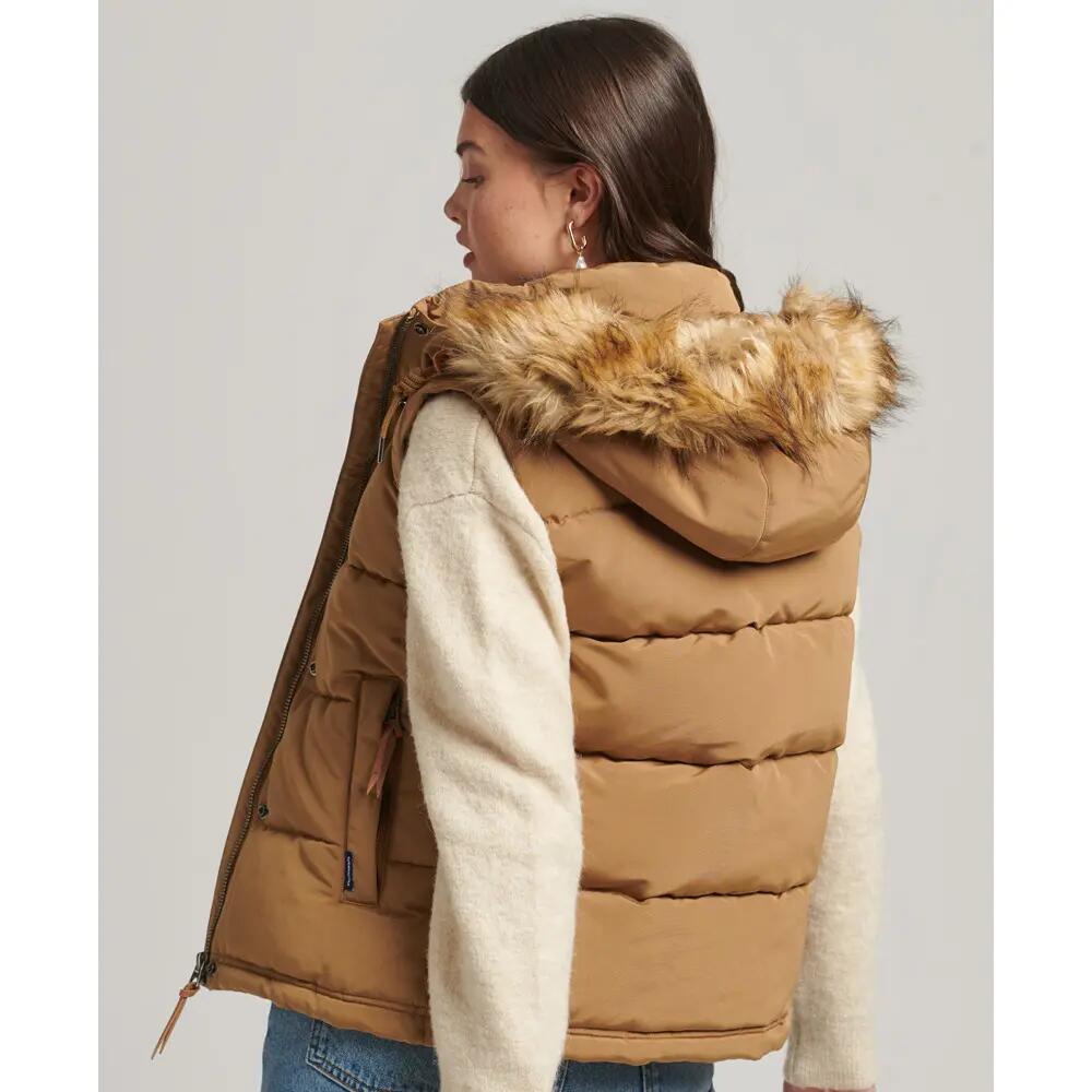 Chaleco de plumas de piel sintética para mujer Superdry Everest 3/6