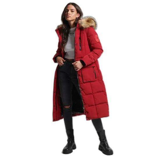 Doudoune longue bordé de fausse fourrure femme Superdry Everest