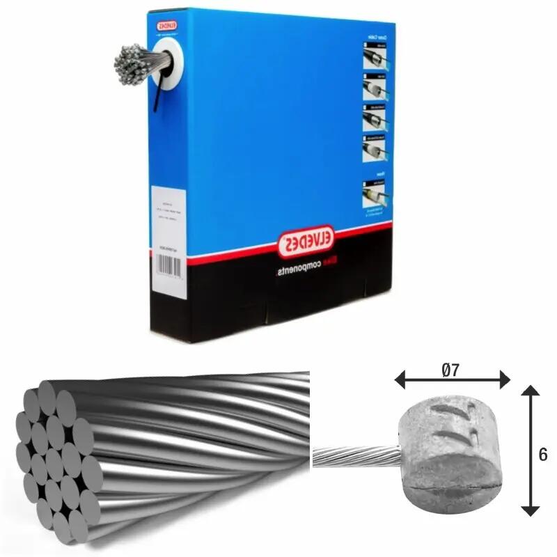 Brake cables 1x19 stainless steel wires Ø1.5mm T-head Ø7x6 Elvedes (x50)