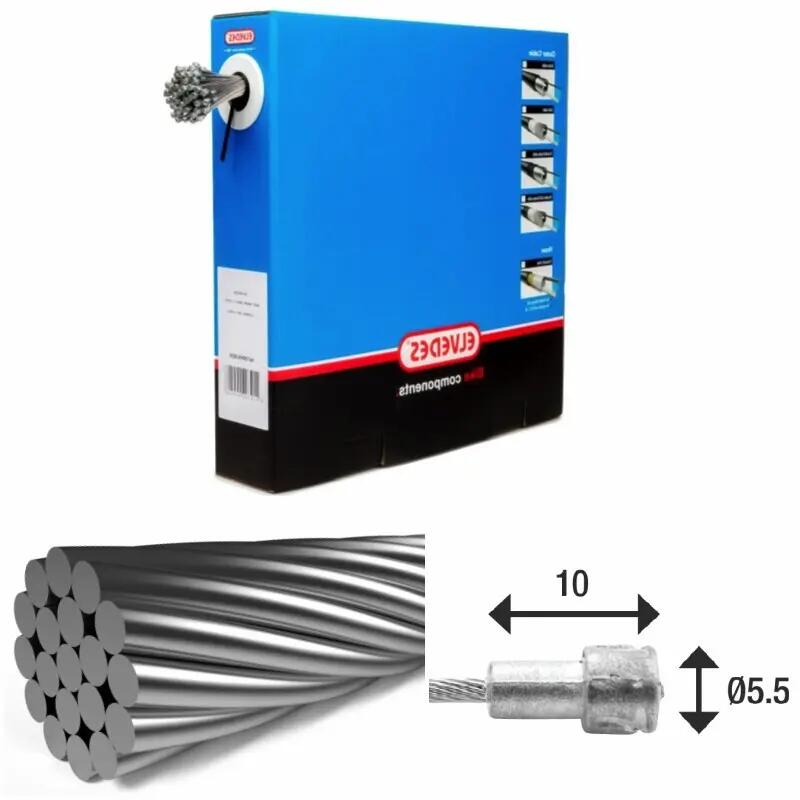 1x19 stainless steel brake cables Ø1.5mm V-head Ø5.5x10 Elvedes (x100)