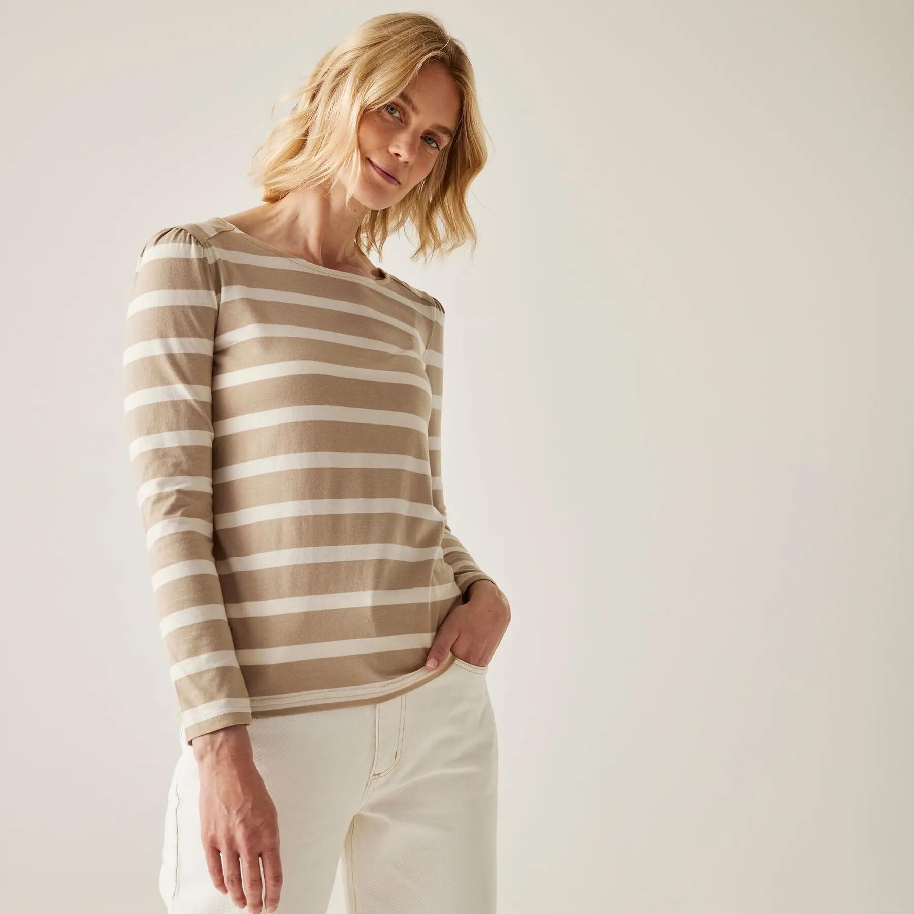 Dames-T-shirt met lange mouwen Regatta Federica Striped 4/7