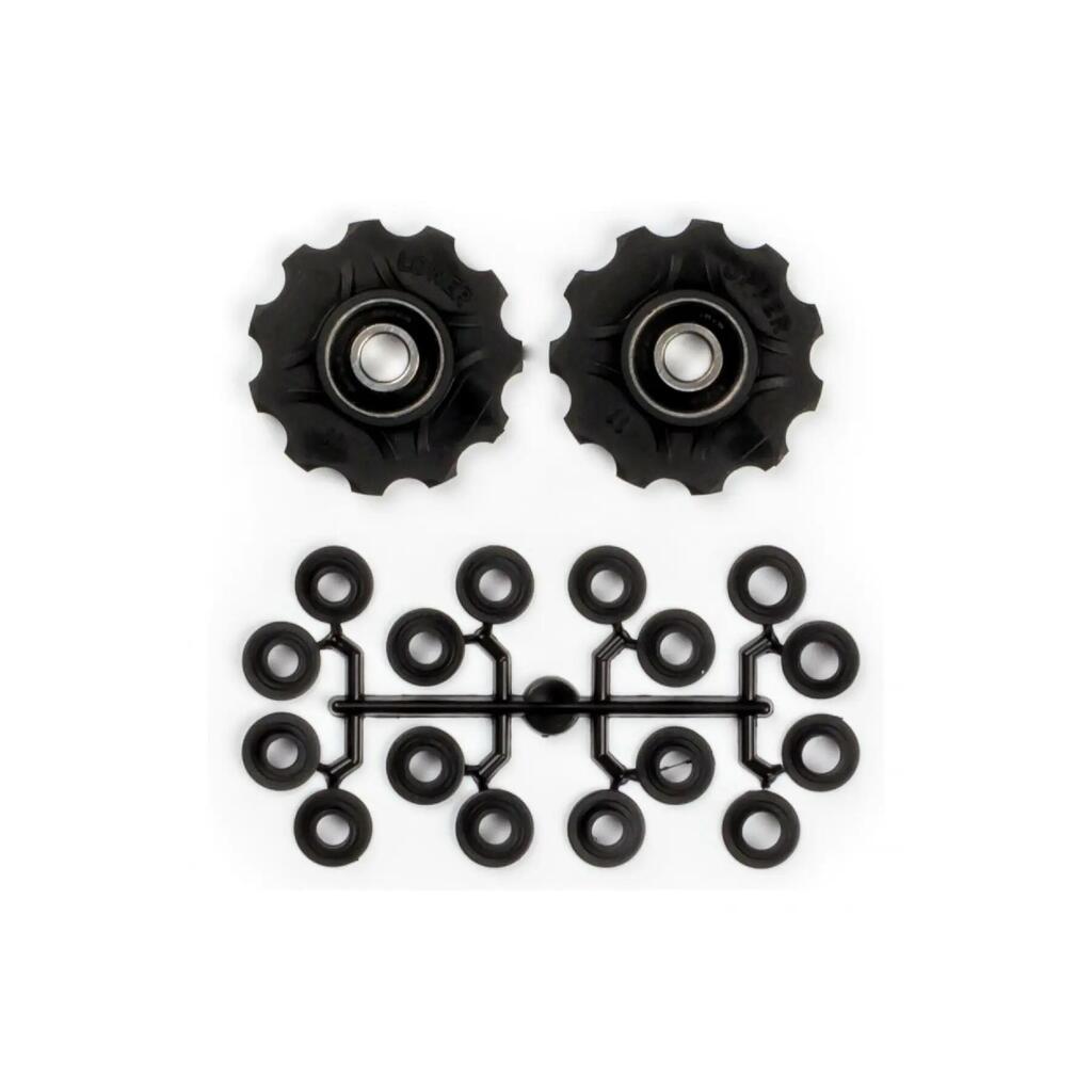 Box of 10 bicycle derailleur rollers with ring bearings + spacers Elvedes 2 x 11