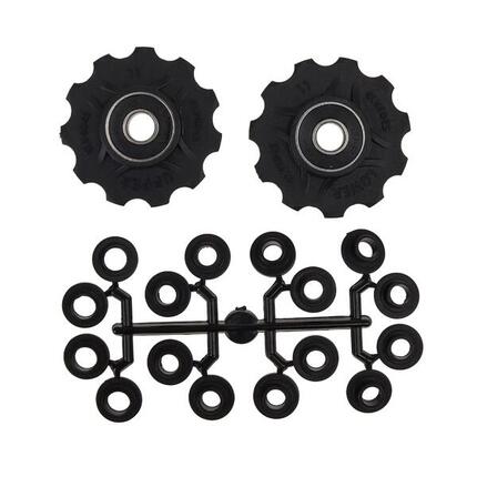Galets de derailleur vitesses, roulements annulaires + spacers Elvedes 7/8/9/10/