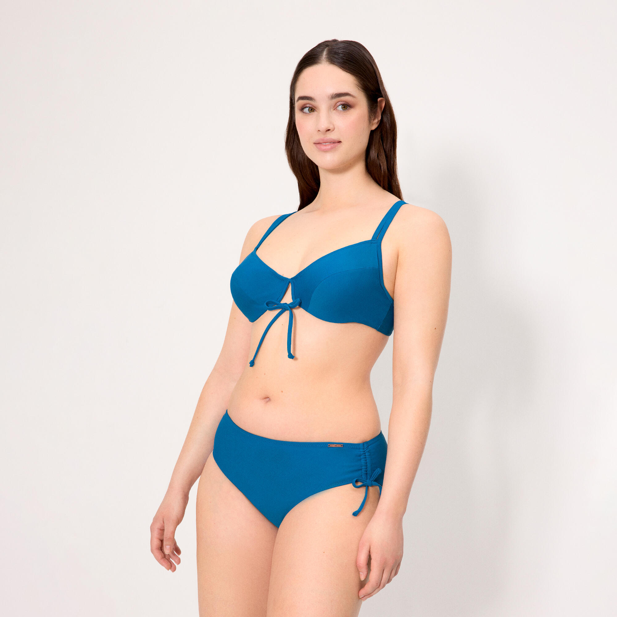 Conjunto de bikini moldeador reductor de pecho azul copa C 3/5