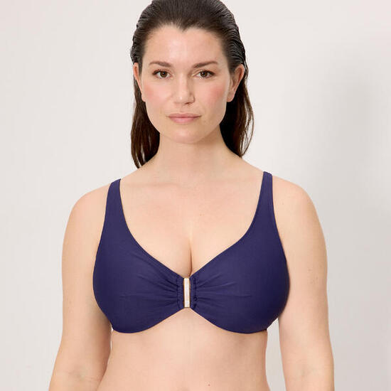 Top bikini reductor marino detalle broche copa D