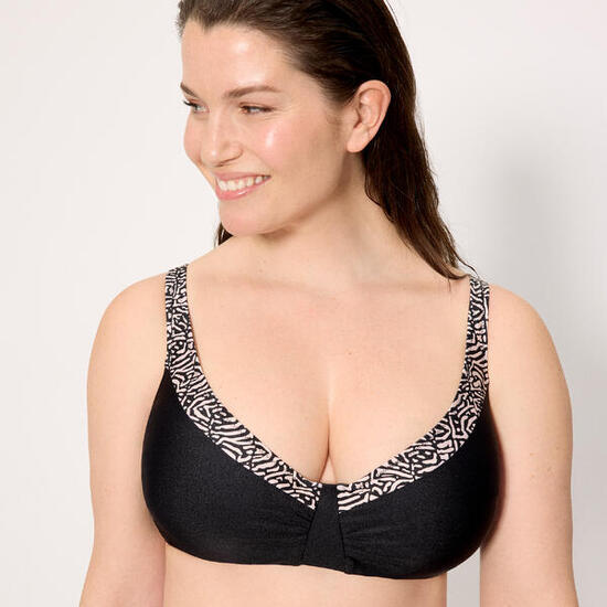 Top bikini reductor estampado con brillo negro copa E