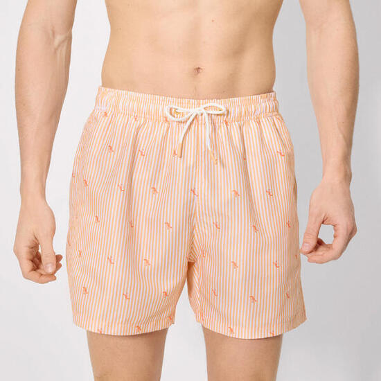 demi-maillot de bain à rayures orange et imprimé mini homard