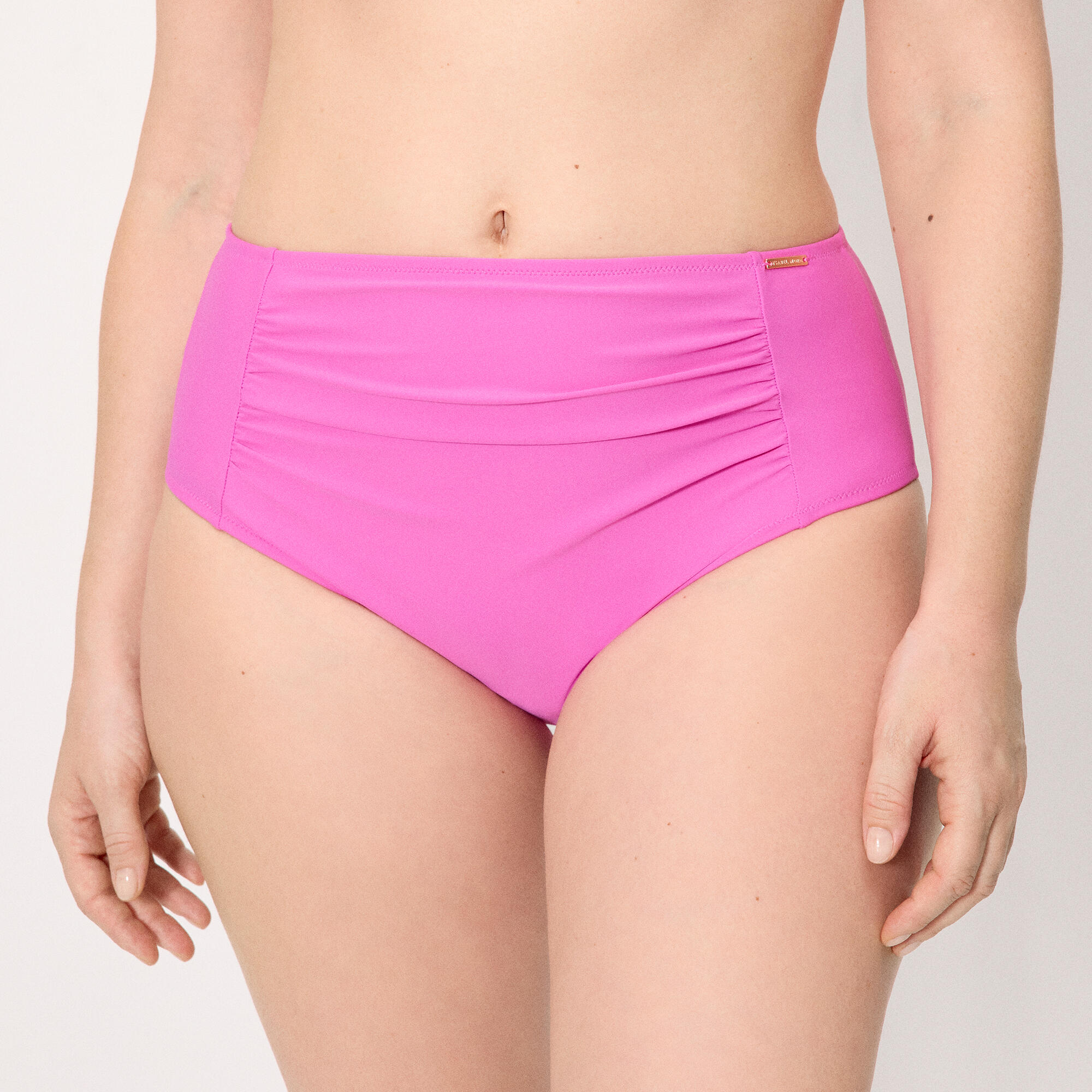 Bas de bikini rose taille haute amincissant 1/6