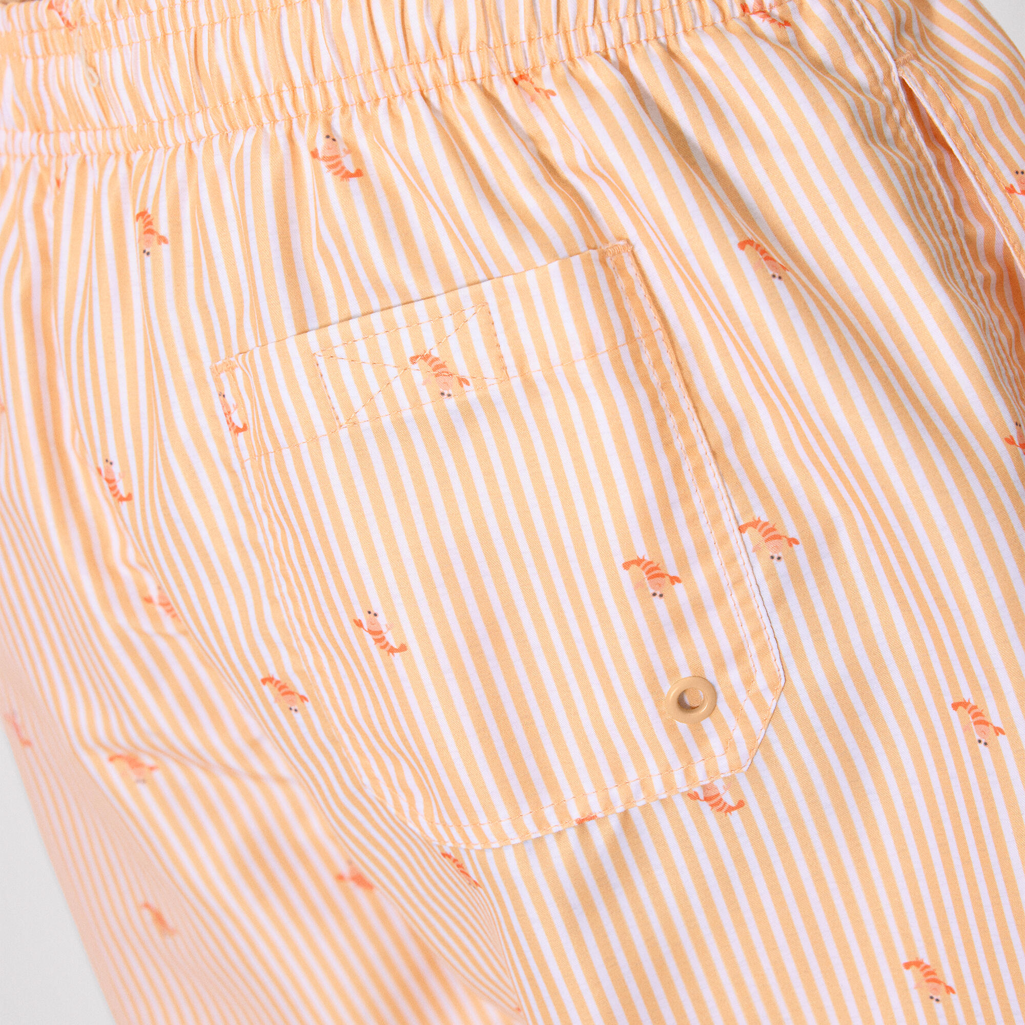 Bañador medio estampado rayas y mini langostas naranja 3/5