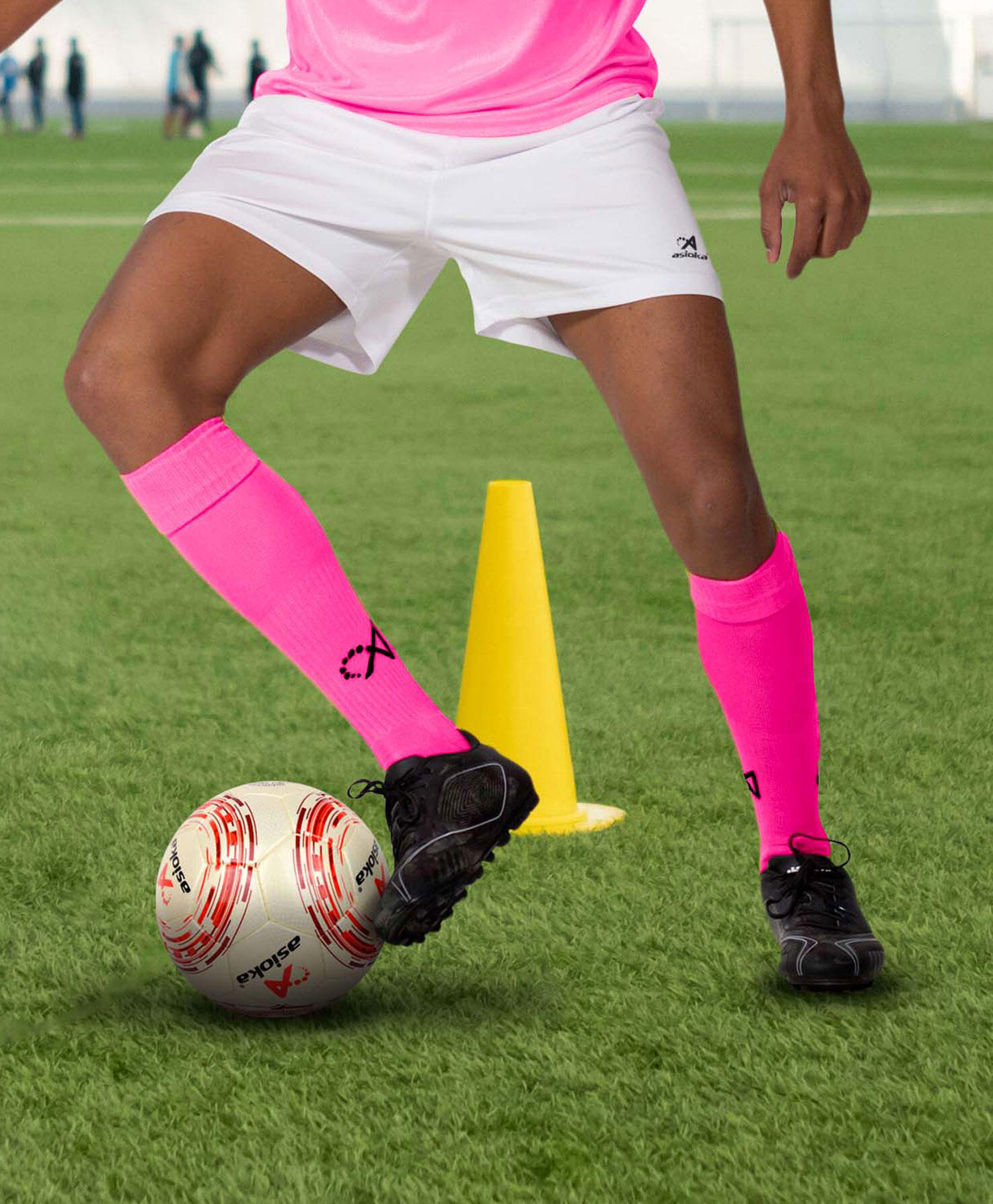 Pack 2 pares de Medias de Fútbol Asioka Soccer Fucsia Anti-pilling 3/6