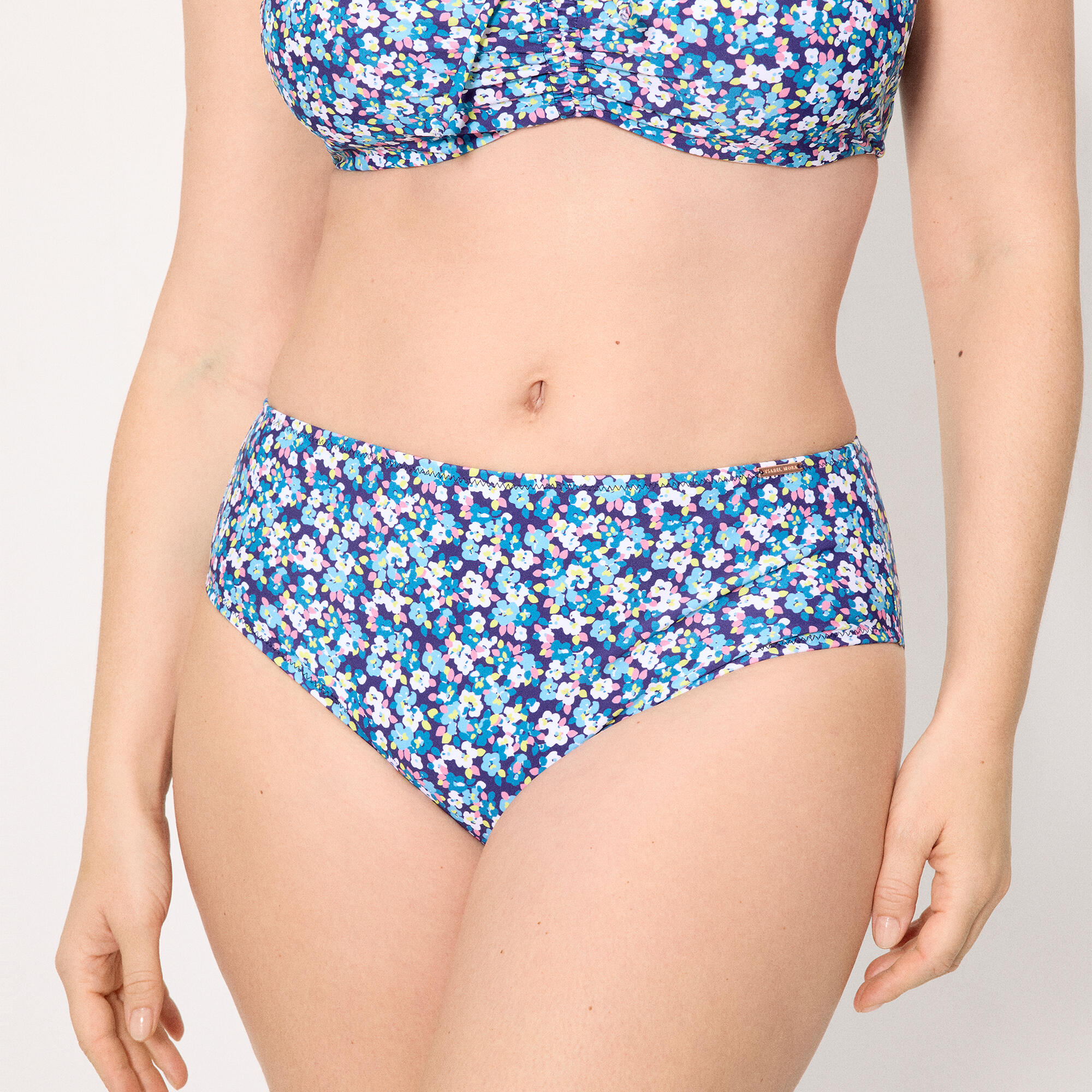 Culotte de bikini amincissante Liberty bleue taille haute 1/4