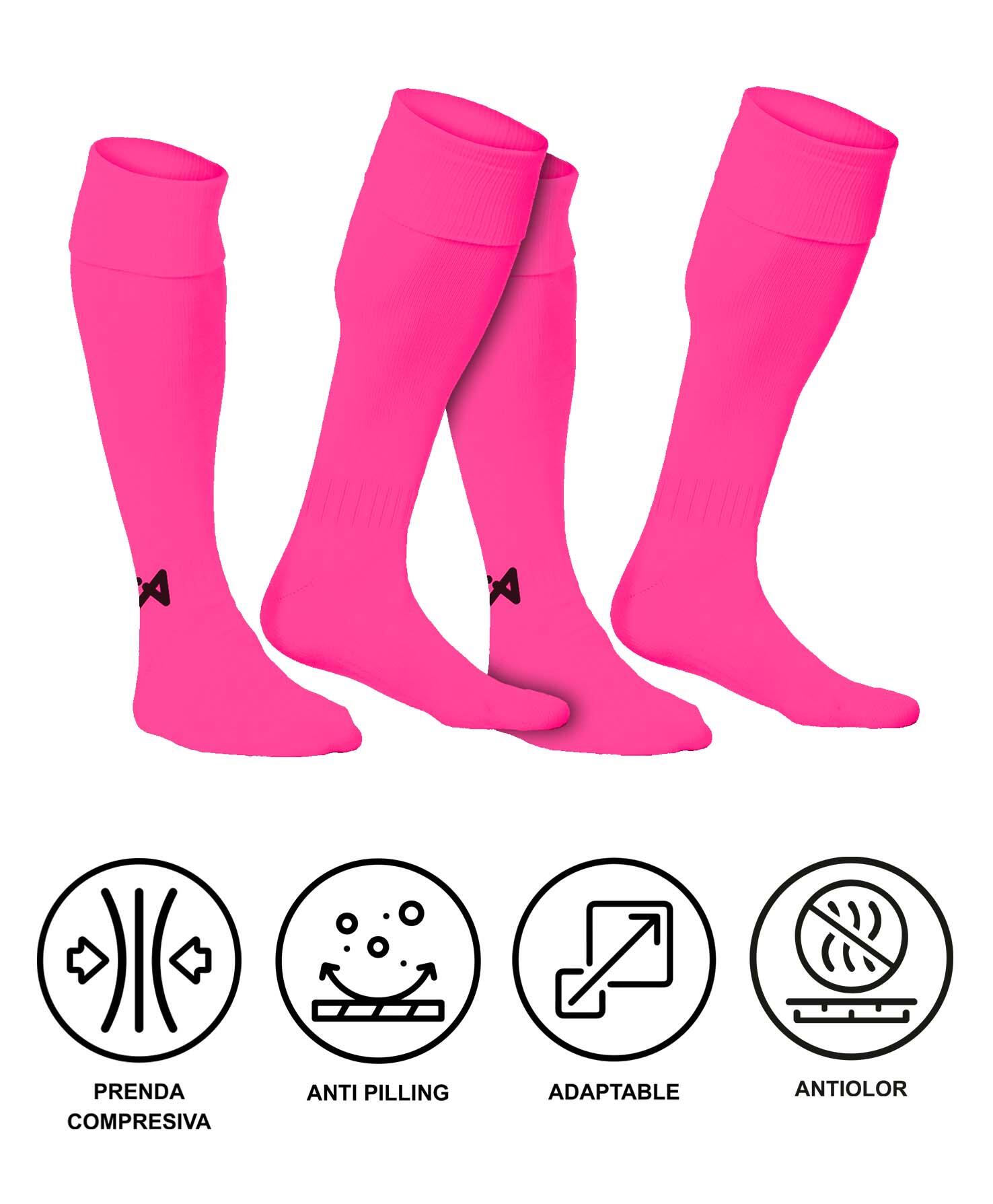 Pack 2 pares de Medias de Fútbol Asioka Soccer Fucsia Anti-pilling 6/6