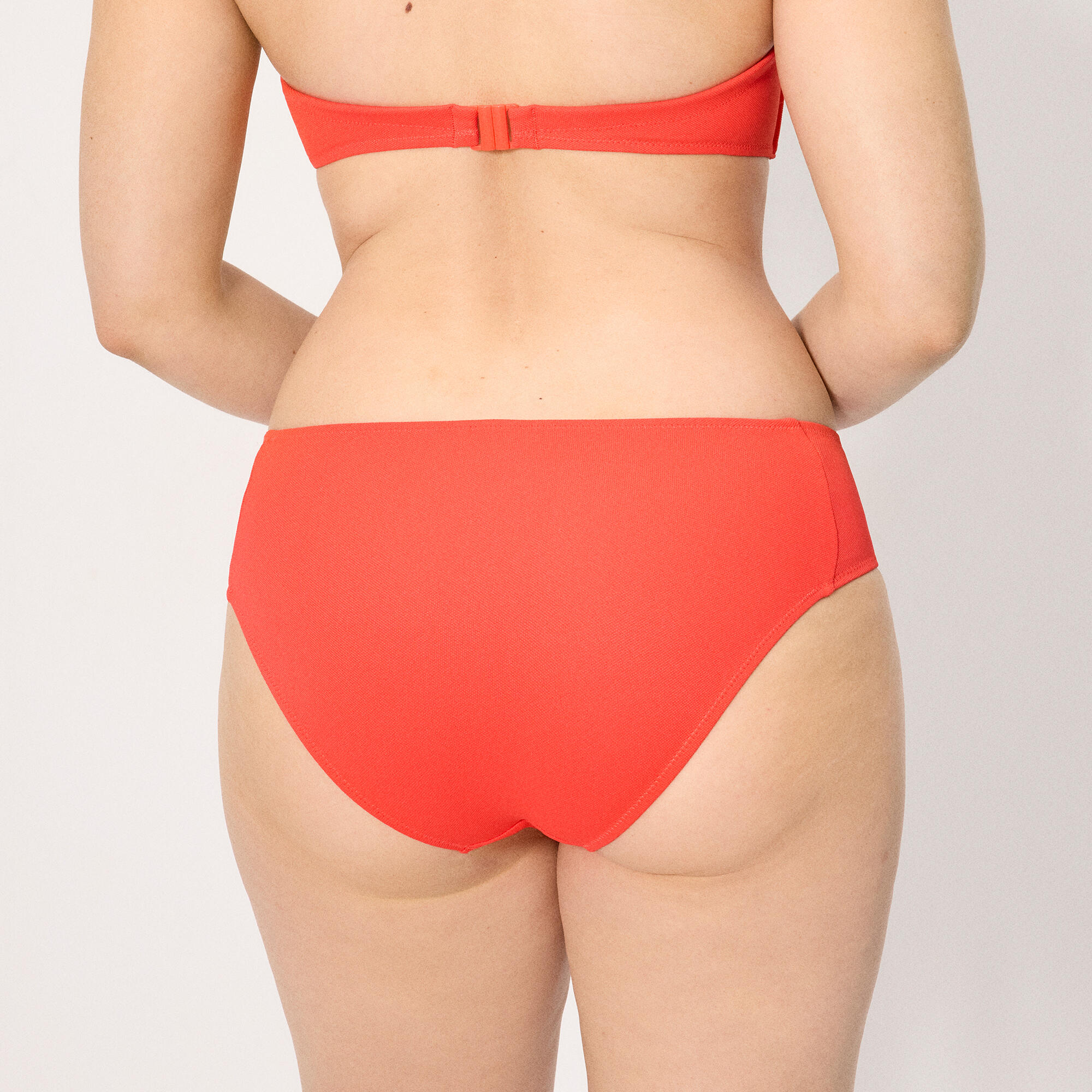 Culotte de bikini midi gainante en micropiqué corail 2/4