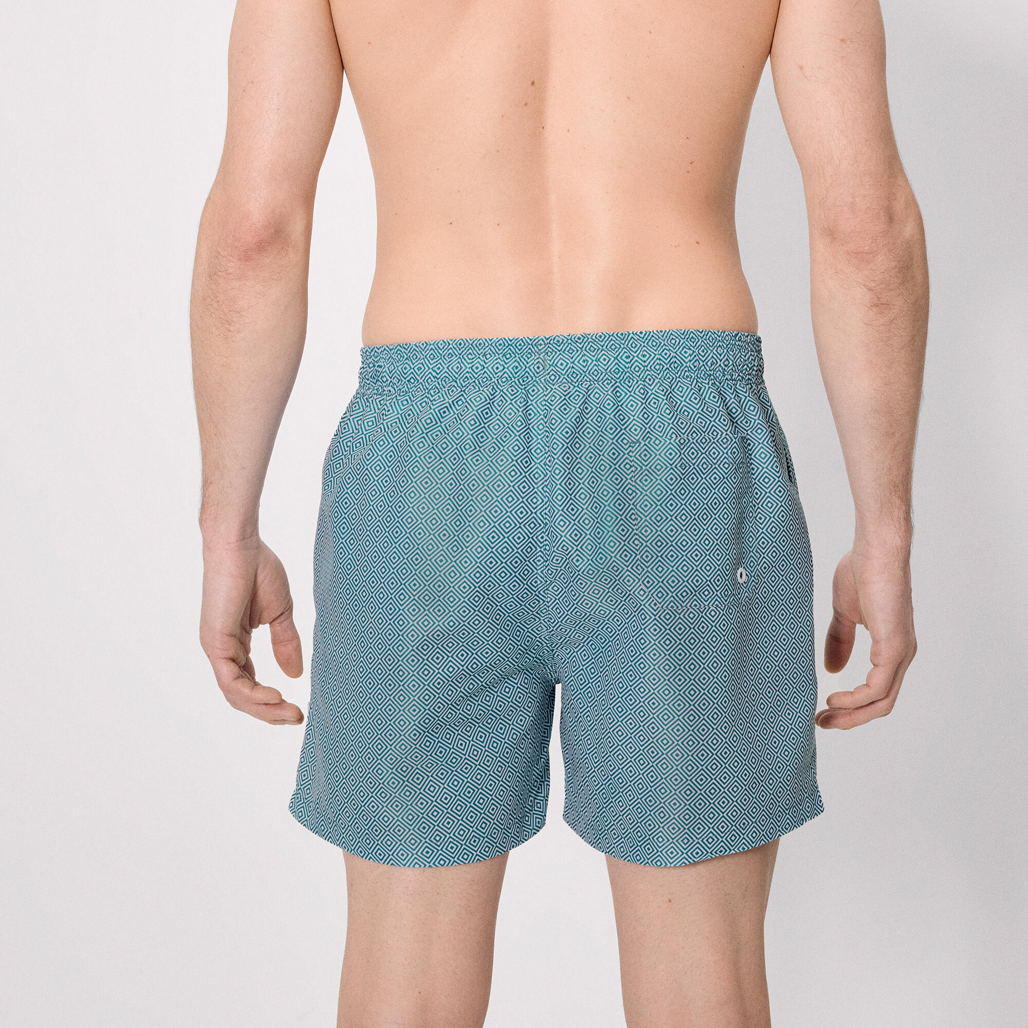 Maillot de bain mi-long à imprimé ethnique bleu 2/4