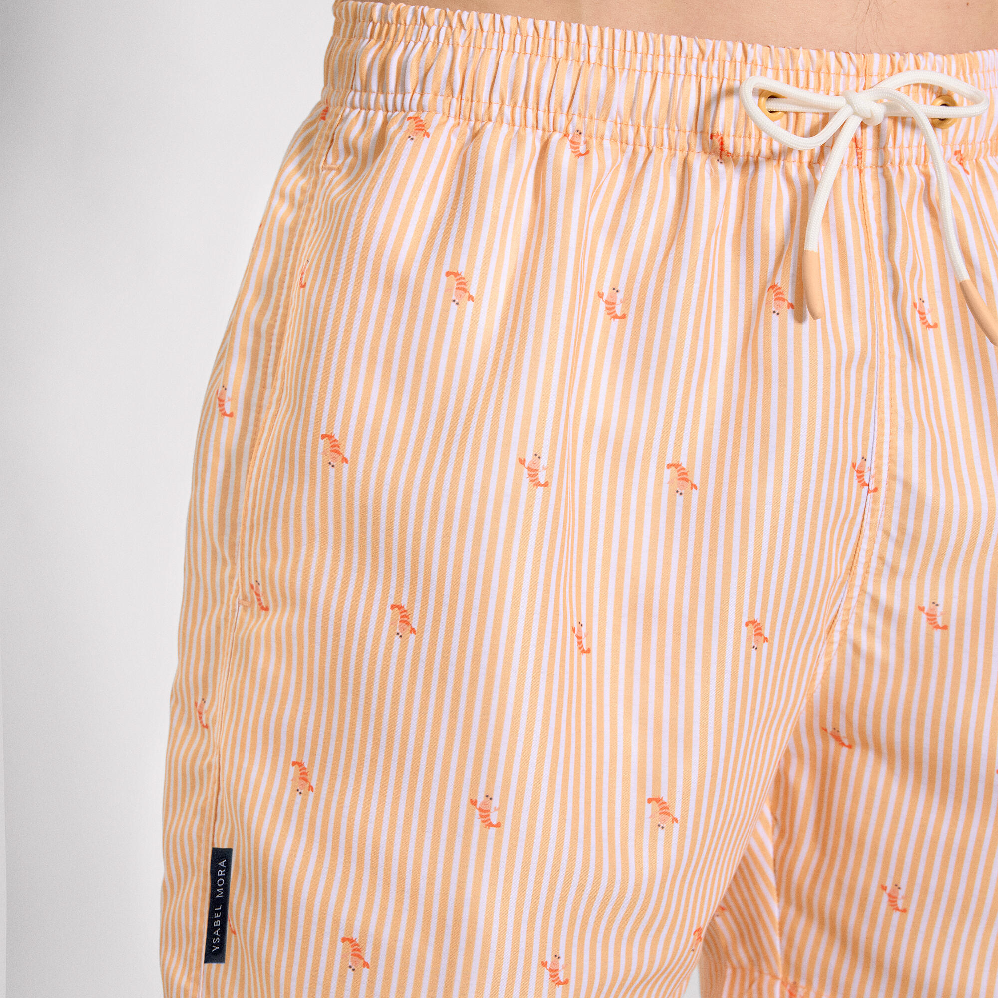 Bañador medio estampado rayas y mini langostas naranja 4/5