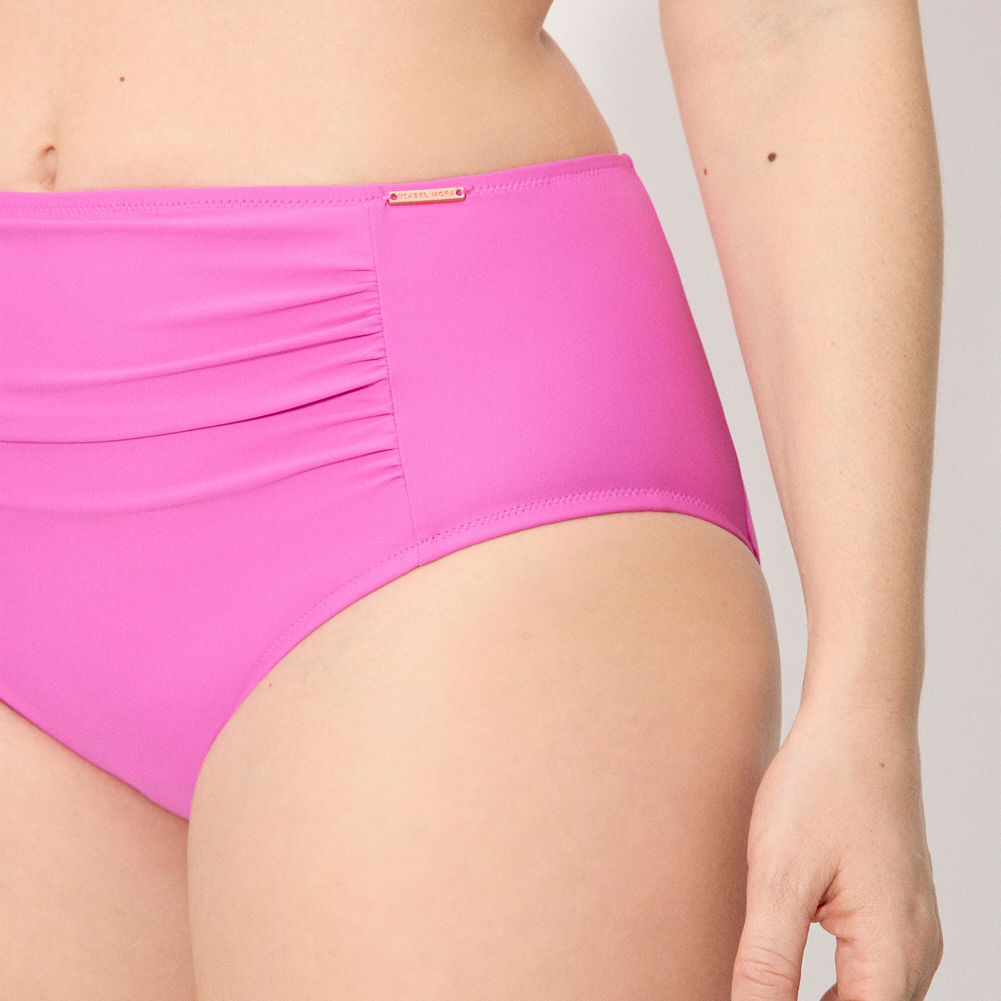 Bas de bikini rose taille haute amincissant 5/6