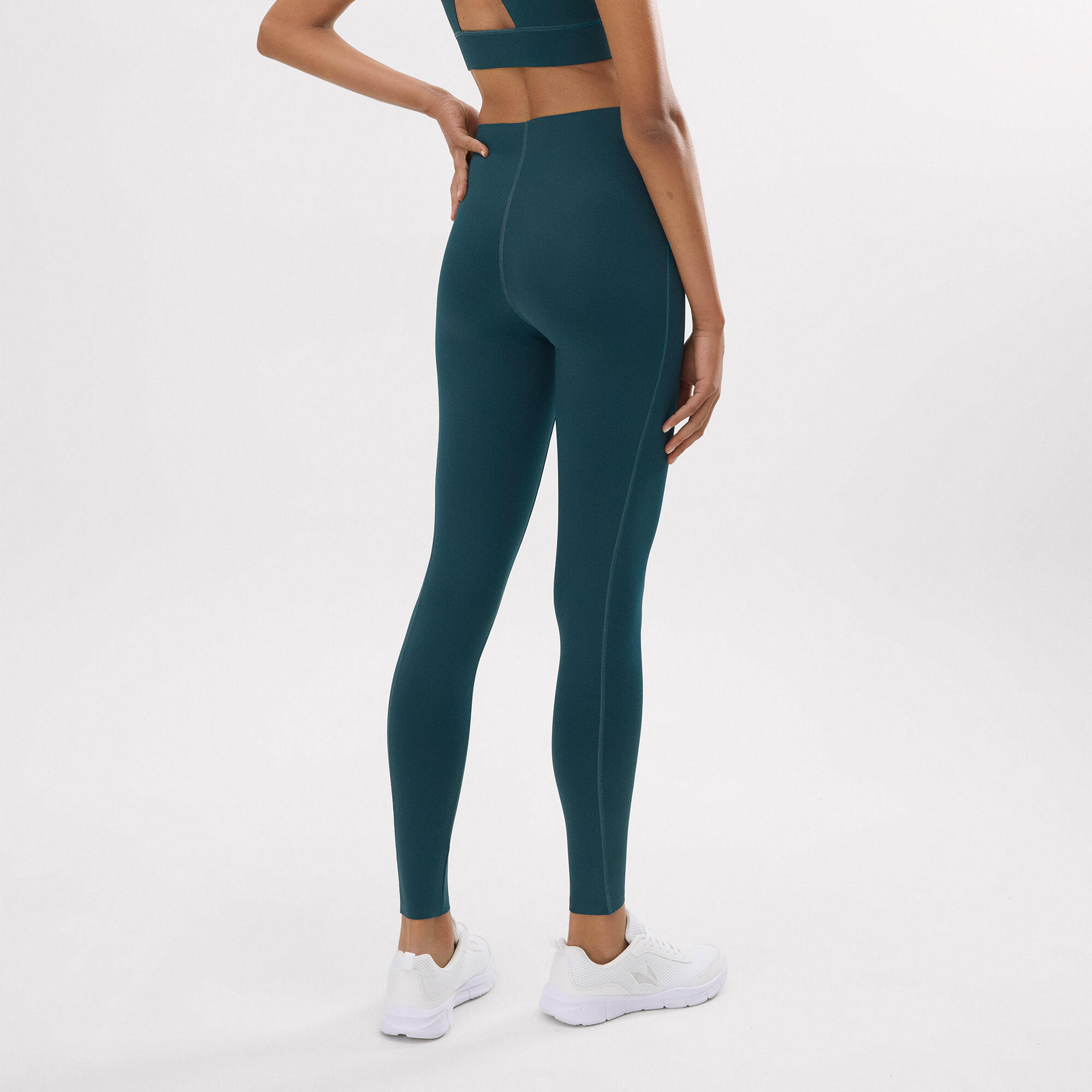 Leggings deportivos largos compressive vientre plano verde botella 2/4