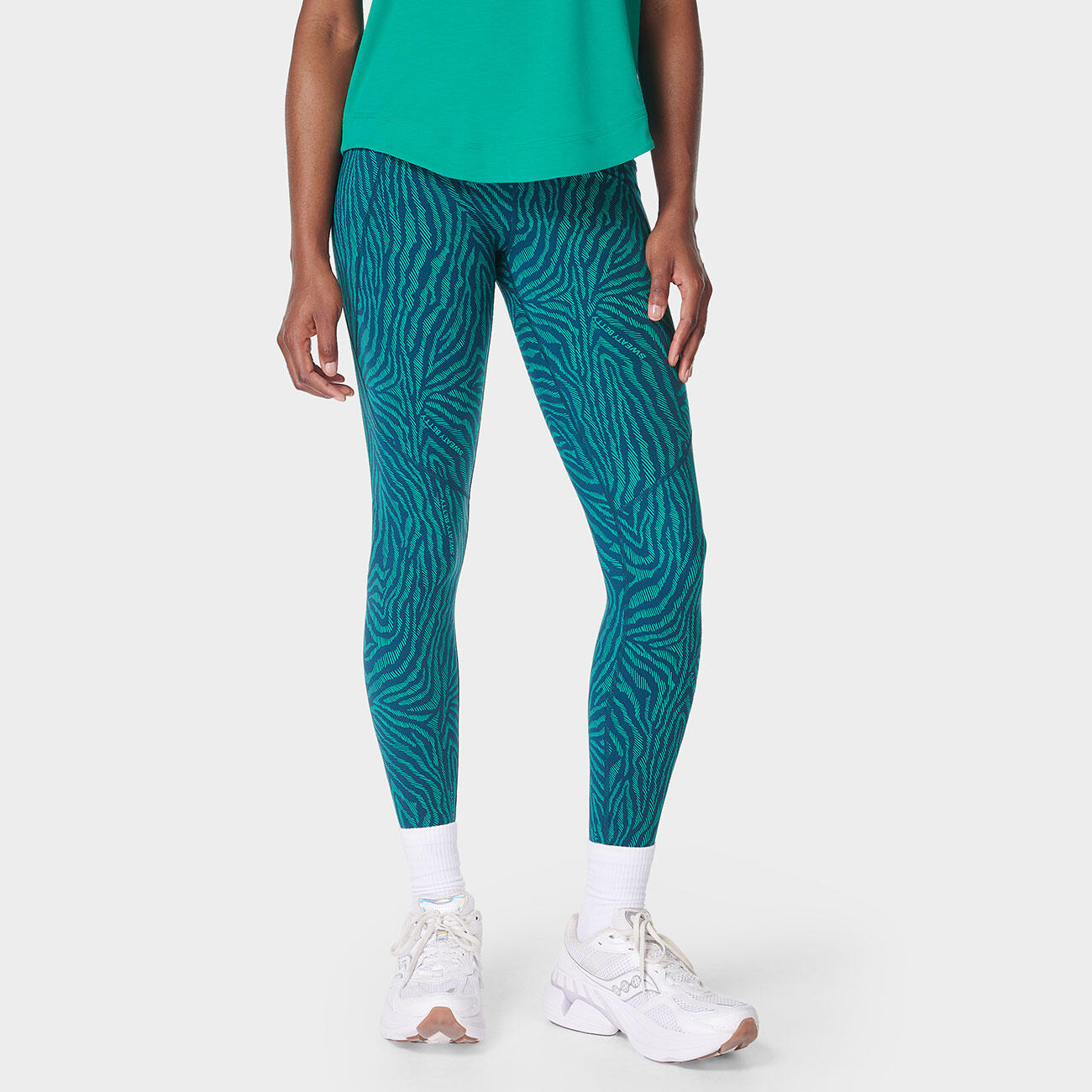 SWEATY BETTY Power Gym Leggings  GROENE ZEBRAPRINT S 5/7