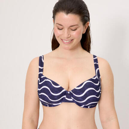 Top bikini reductor estampado ondas marino copa F
