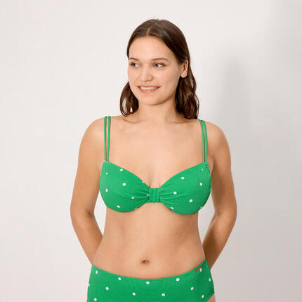 Top bikini reductor piqué lunares verde copa D