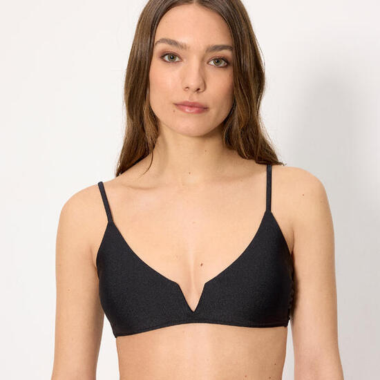 Top bikini triángulo con brillo negro copa B