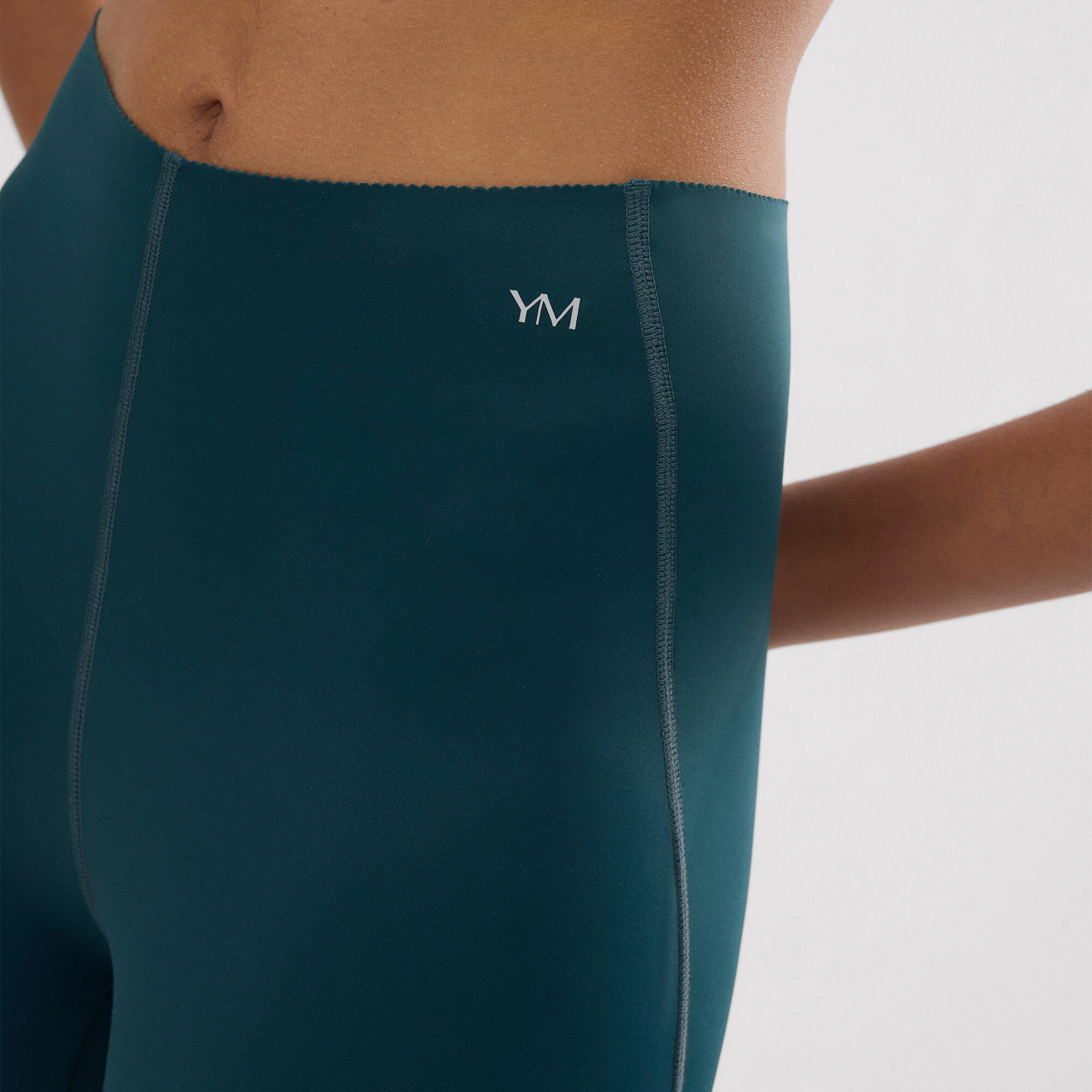 Leggings deportivos largos compressive vientre plano verde botella 4/4