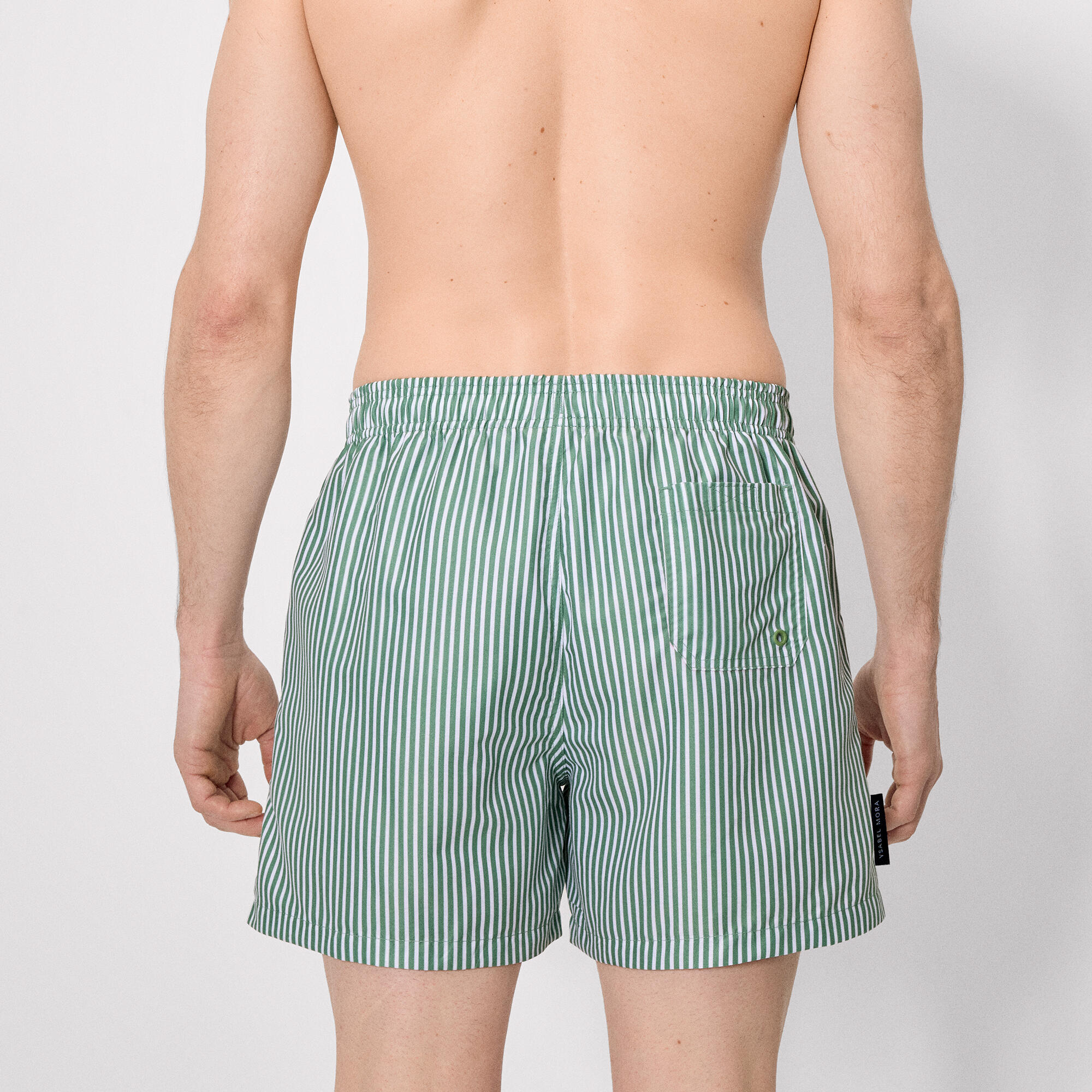 Bañador medio estampado rayas verde 2/5
