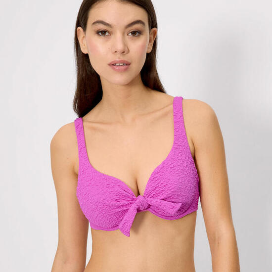 Top bikini reductor con textura lila copa C