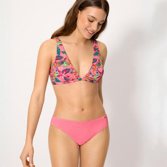 Conjunto de bikini top triángulo piqué estampado tropical copa B