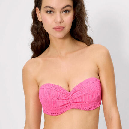 Haut de bikini push-up rose texturé, bonnet C