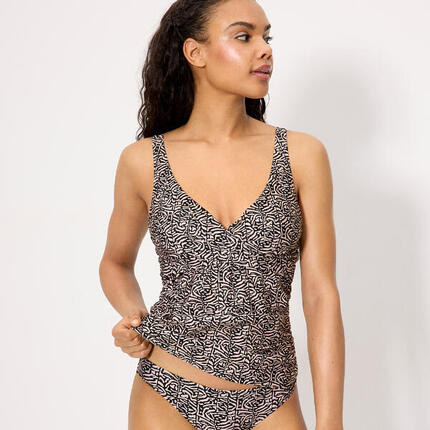 Haut de tankini amincissant imprimé à paillettes, bonnet C