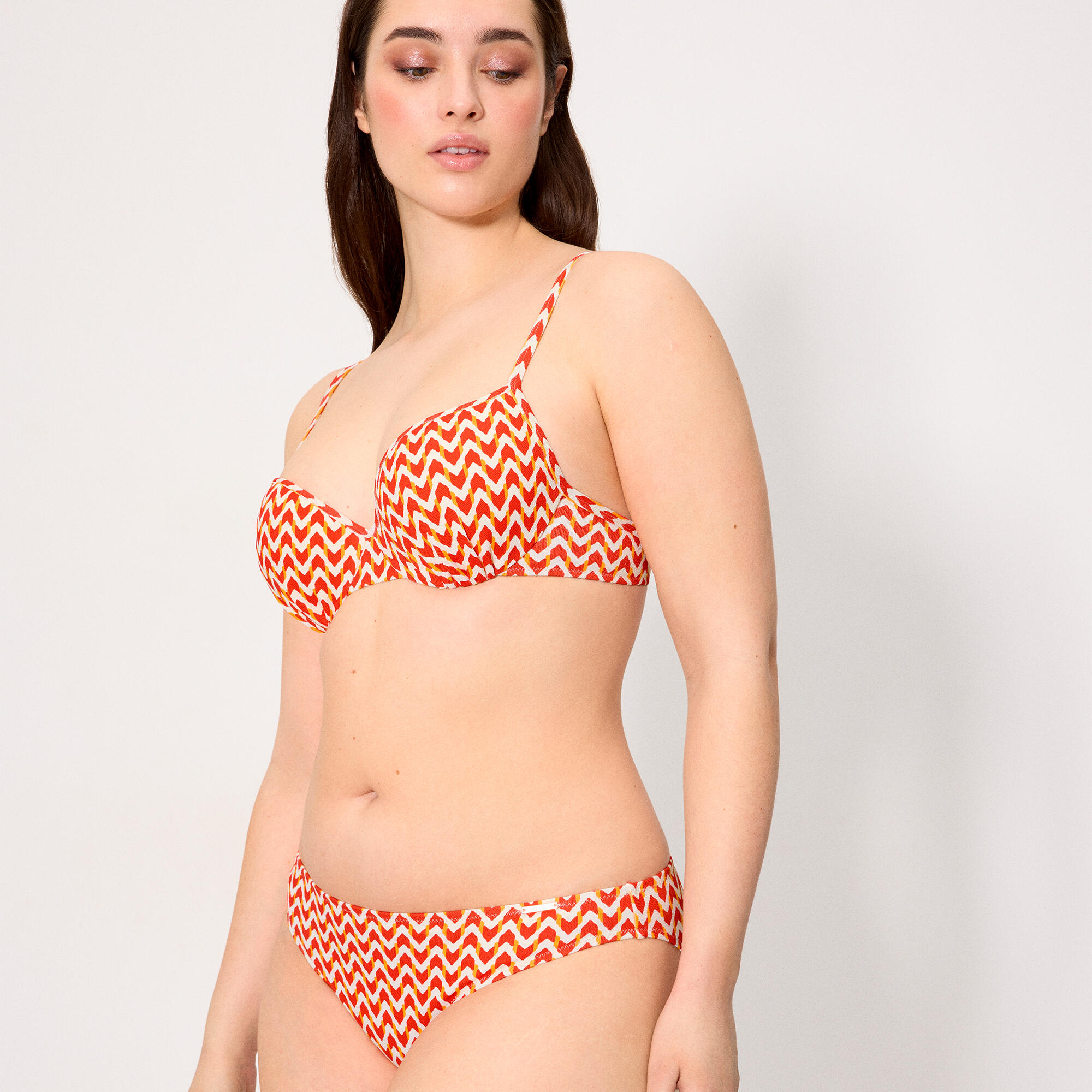 Braga bikini micropiqué estampada coral 3/5
