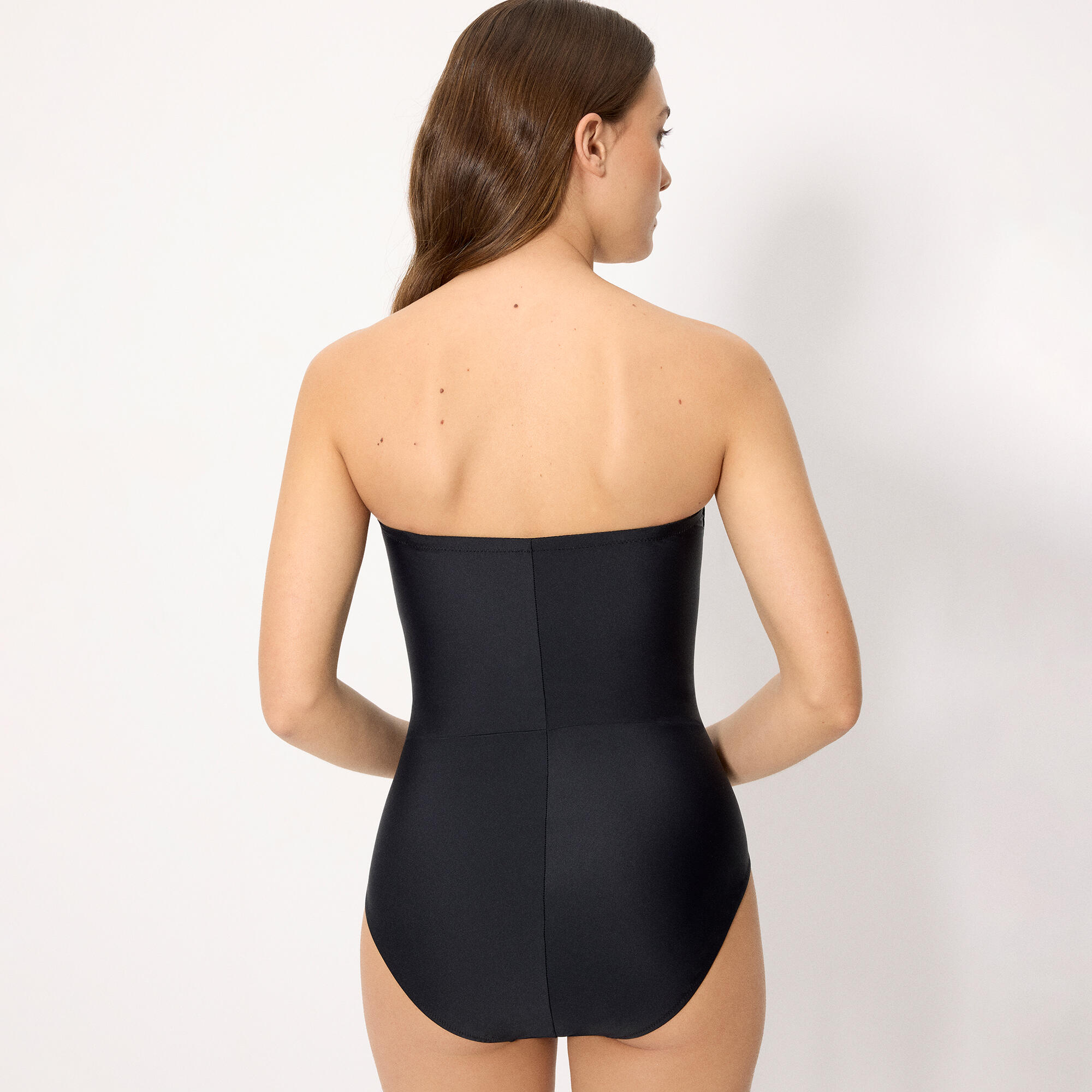 Maillot de bain bandeau noir amincissant à compression élevée, bonnet B 2/4