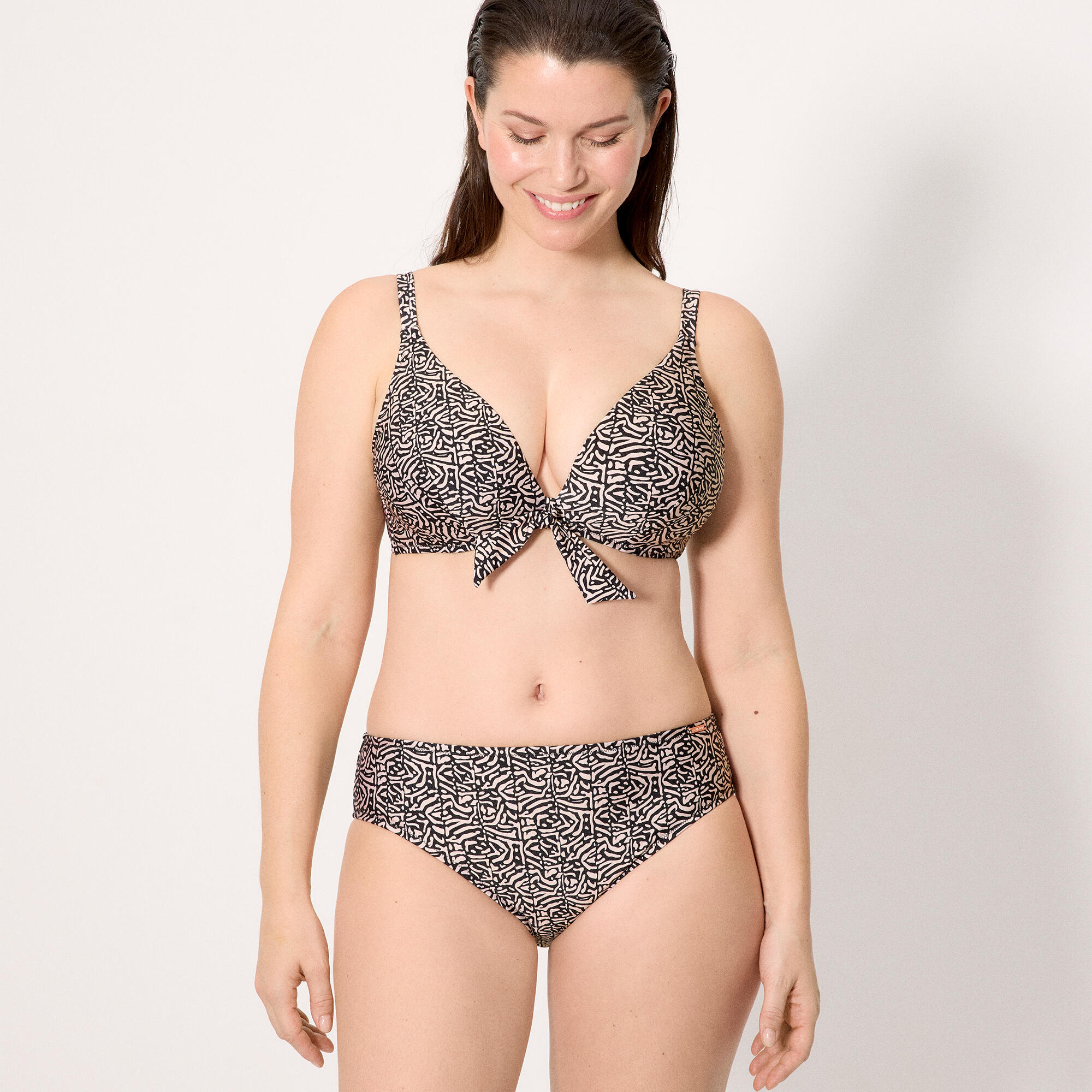 Braga bikini moldeadora midi estampada con brillo 5/5