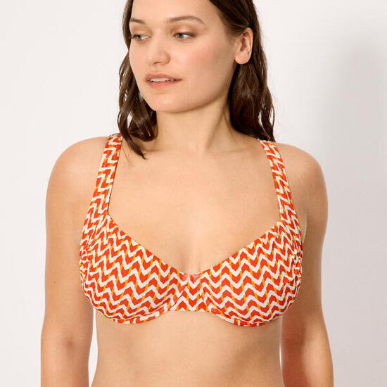 Top bikini reductor micropiqué estampado coral copas E y F