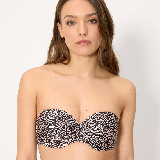 Haut de bikini bandeau push-up imprimé à paillettes, bonnet B