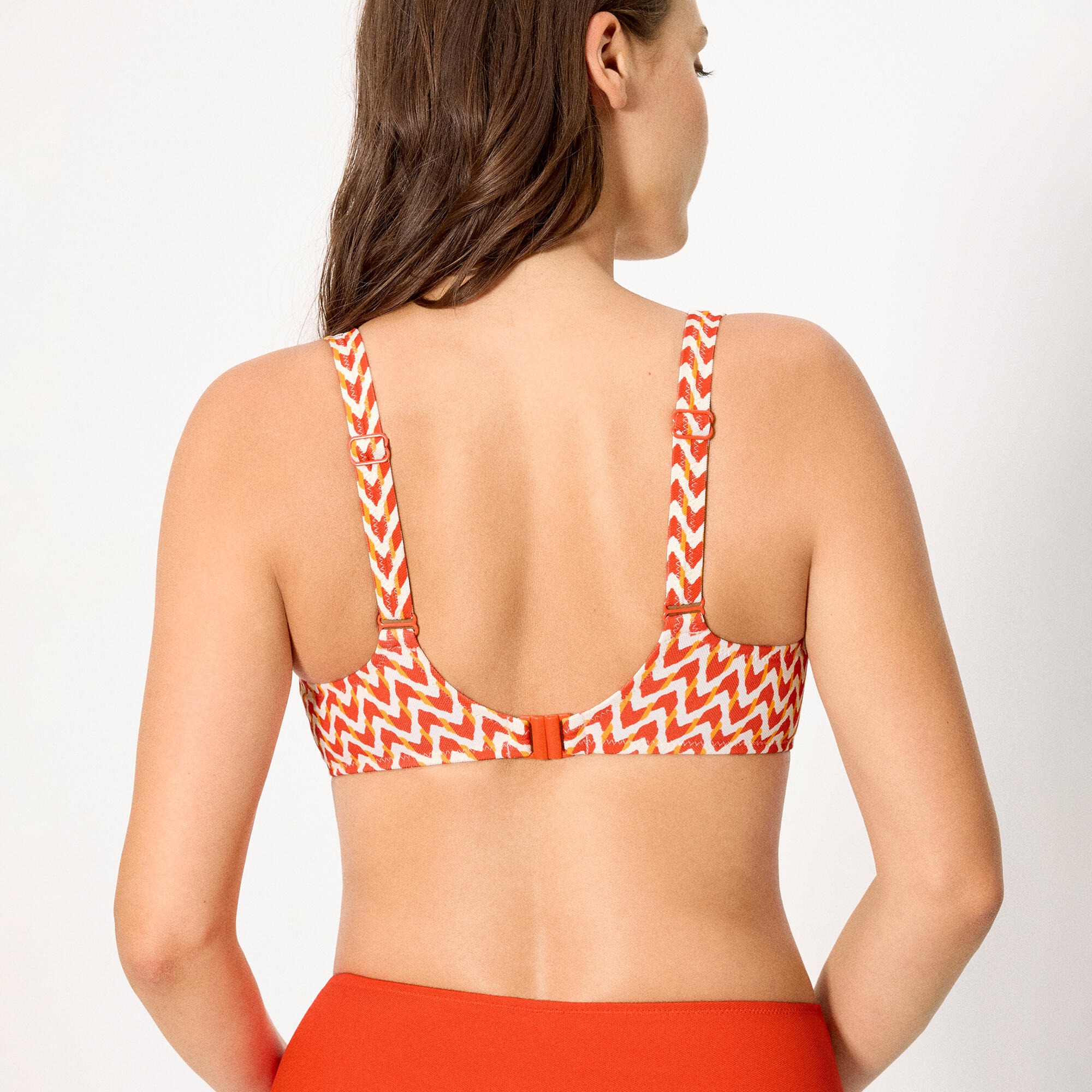 Haut de bikini amincissant en micropiqué imprimé corail, bonnets E et F 2/4
