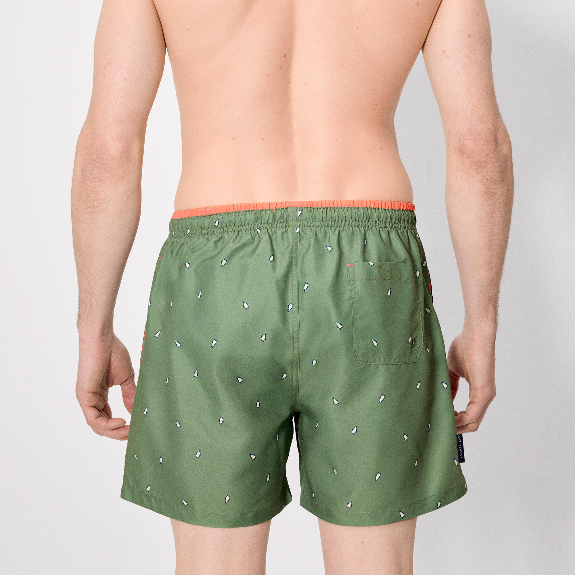 Bañador medio estampado pingüinos verde 2/5