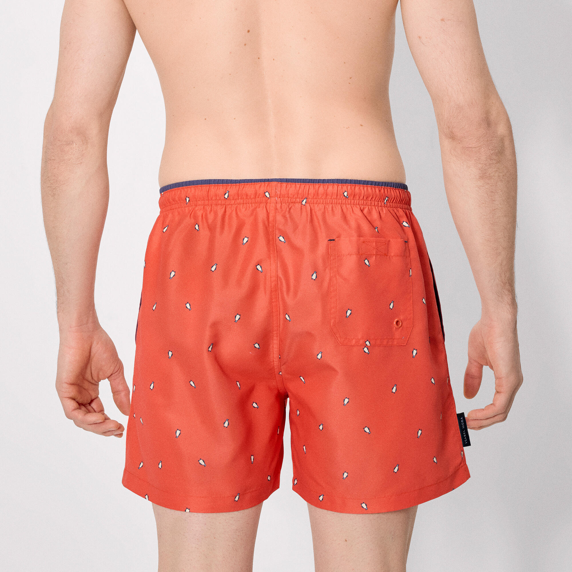 Bañador medio estampado pingüinos naranja 2/4