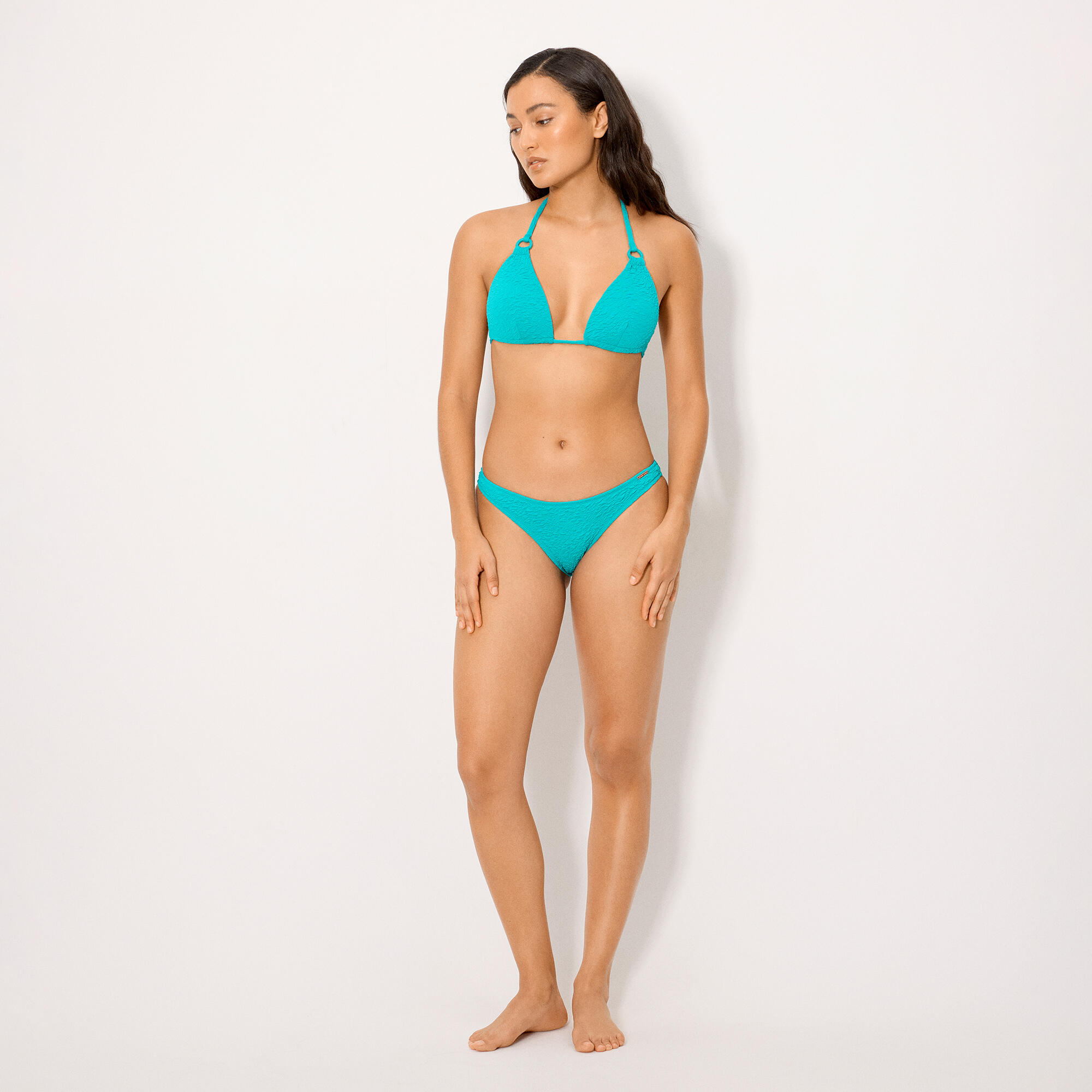 Braga bikini brasileña con textura turquesa 4/4