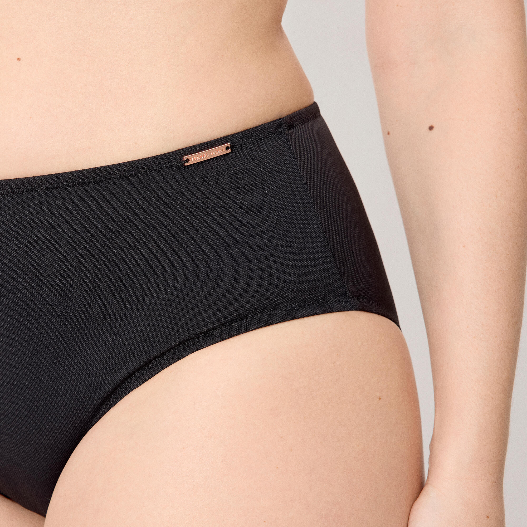 Culotte de bikini amincissante taille haute en micropiqué noir 4/4