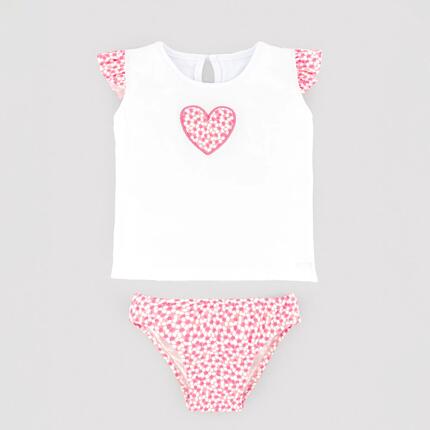 Ensemble bébé avec t-shirt à imprimé cœur et culotte à motifs