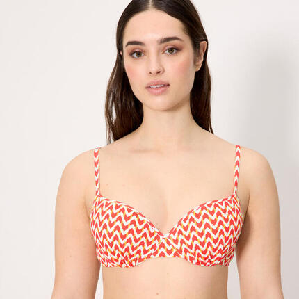 Top bikini micropiqué estampado coral copa C