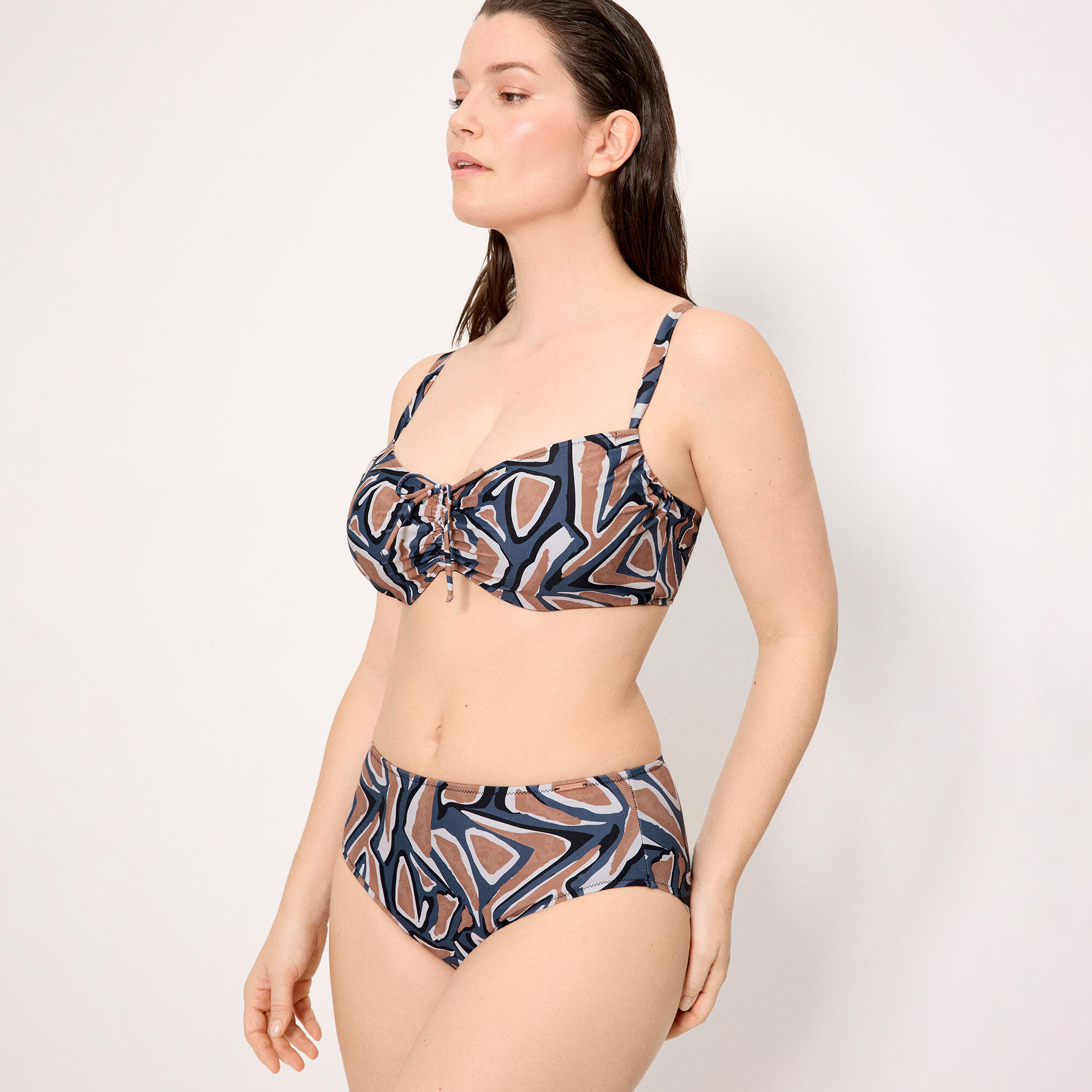 Culotte de bikini amincissante imprimée à taille haute 3/5
