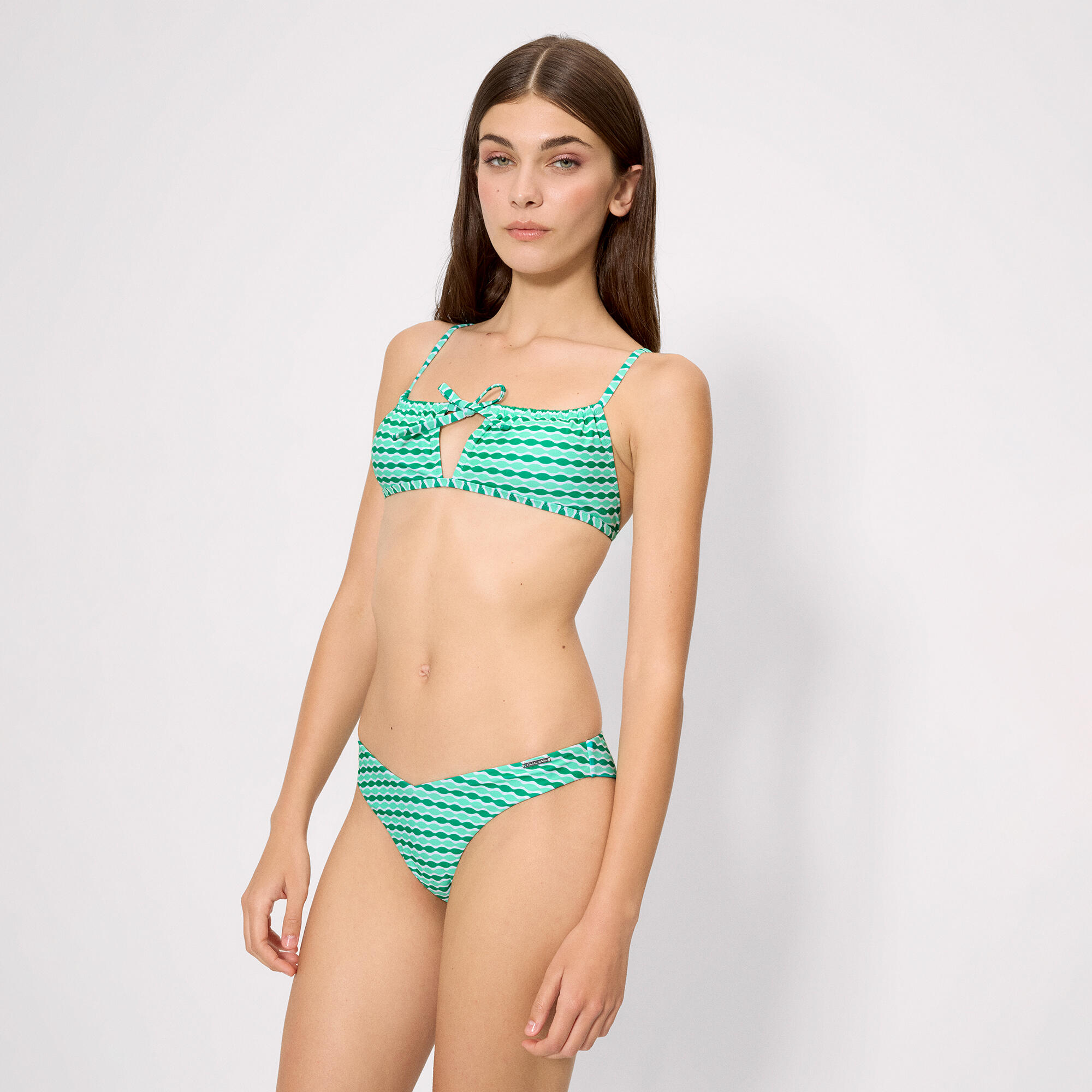 Braga bikini brasileña estampado geométrico verde 6/7