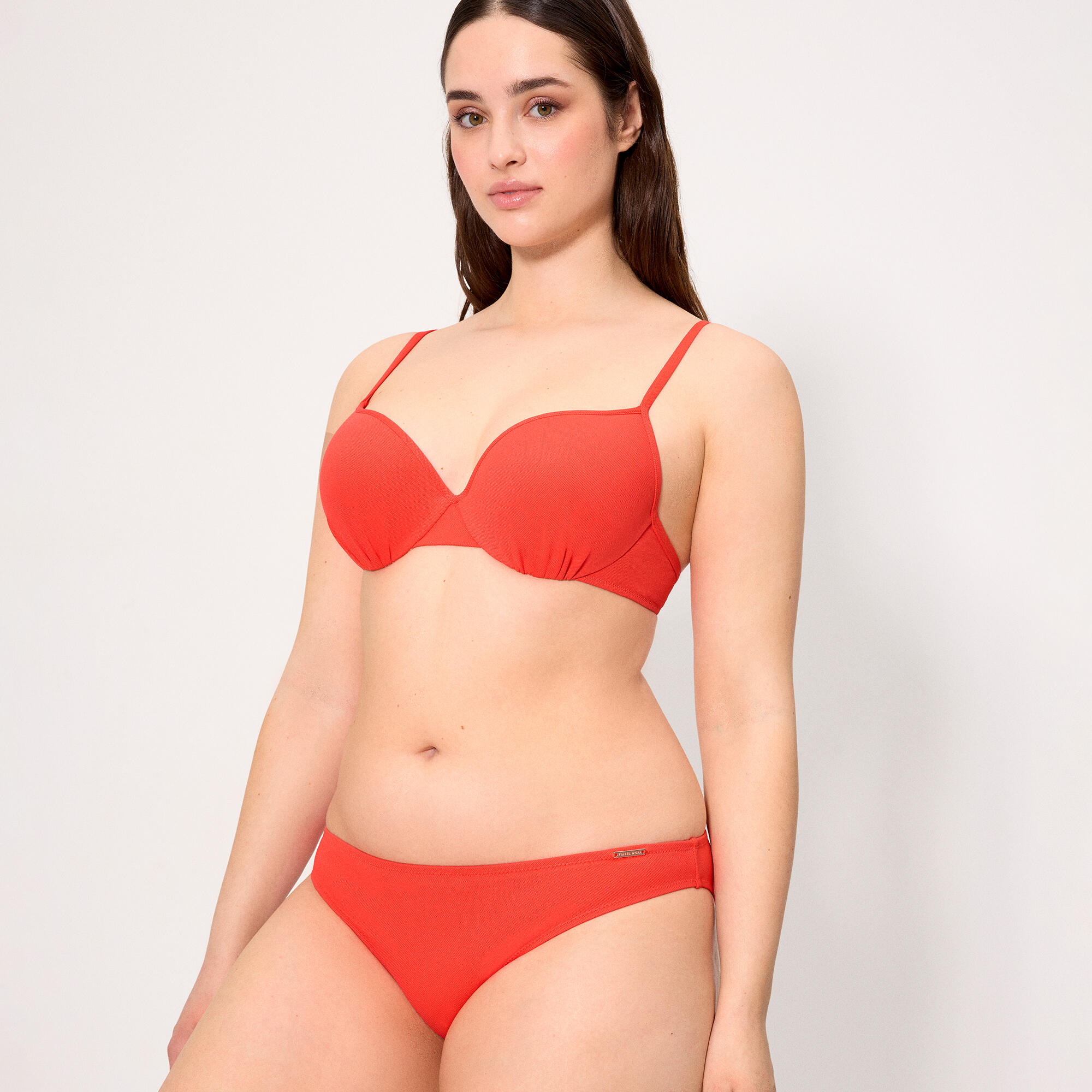 Culotte de bikini en micropiqué corail 4/5