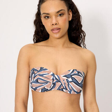 Top bikini bandeau estampado copas C y D